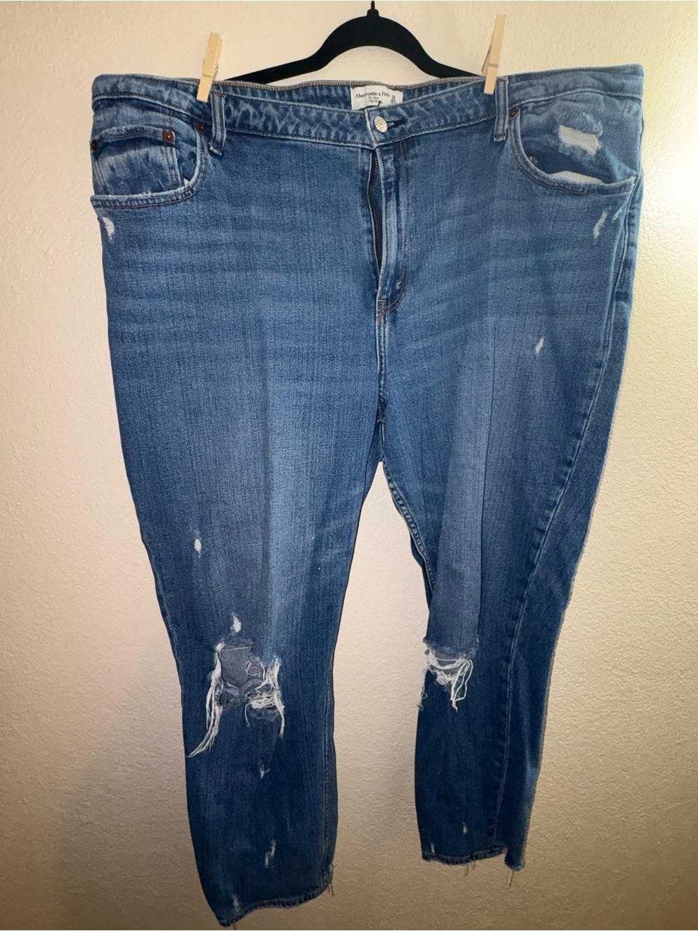Abercrombie & Fitch Distressed Blue Boyfriend Jeans